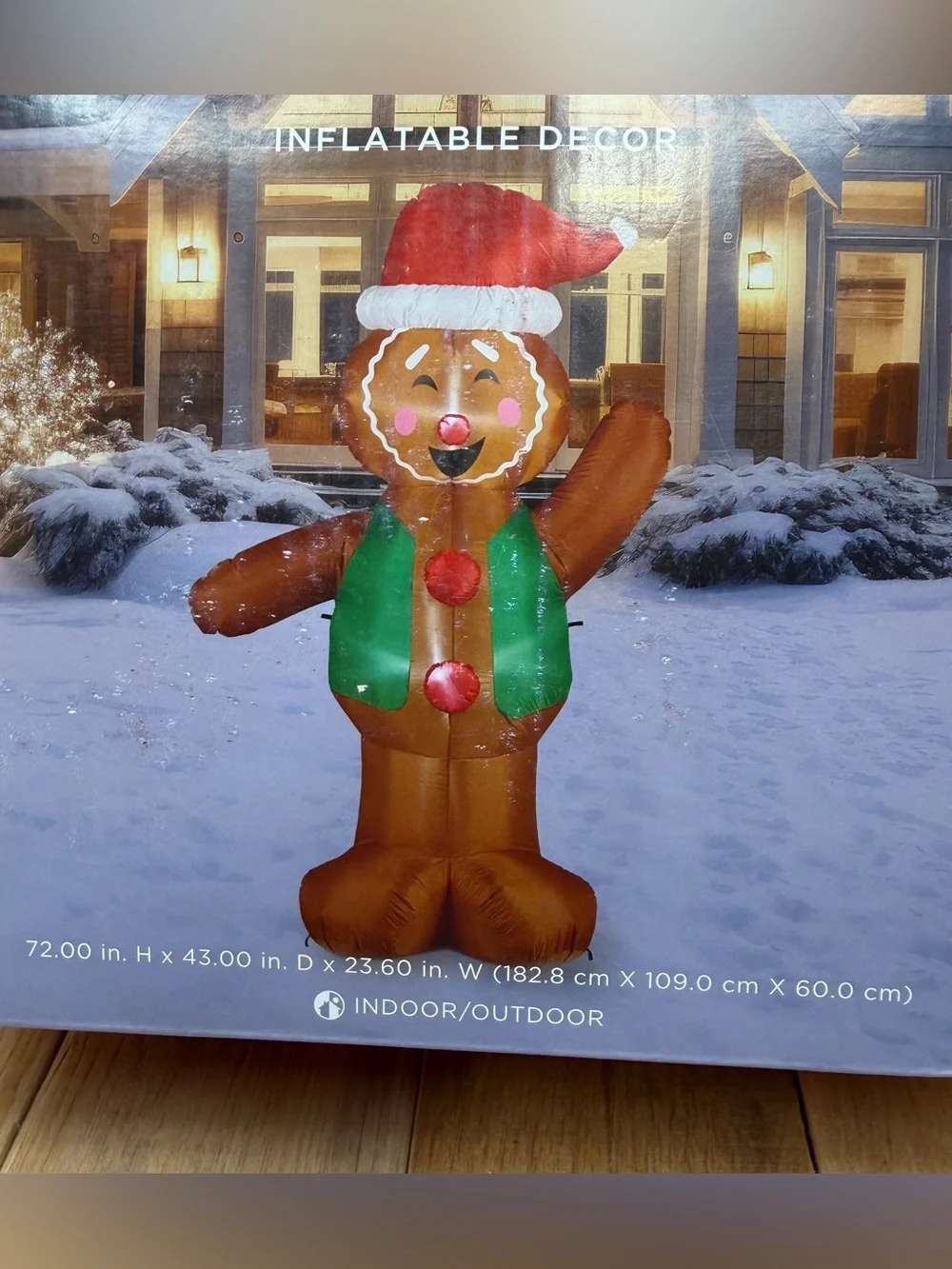 St.Nicholas Square Christmas Decor Inflatable Gingerbread Man LED Light 6Ft Tall